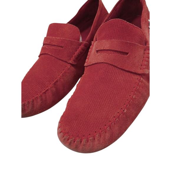 Gucci Red Suede Leather Slip‎ on Web Loafers Men\'s 9.5 G Driving Shoes Moccasin main image 14